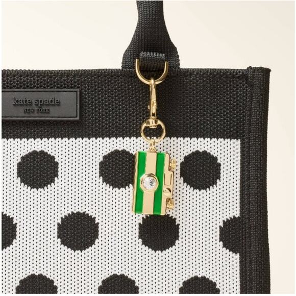 Kate Spade for Target Camera Bag Charm Keychain - Gold/Green NEW! - Picture 4 of 5